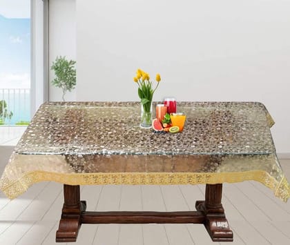 HOMECROWN 3D Pattern Waterproof Table Cover Rectangular Plastic Cover with Golden Lace Border for Centre Table and 4 Seater Dining Table (Transparent, 40 X 60 Inches, Pack of 1)