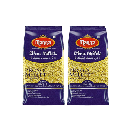 Manna Proso Millet Unpolished Natural Grains, 1kg (500g x 2 Packs) - (Chena/Barri/Pingu/Pani Varagu/Cheno) | Native Low GI Millet Rice | High Protein & 100% more fibre than rice