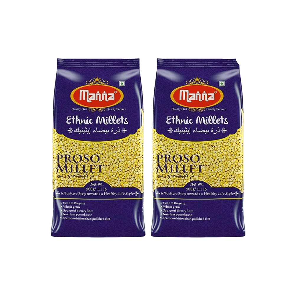 Manna Proso Millet Unpolished Natural Grains, 1kg (500g x 2 Packs) - (Chena/Barri/Pingu/Pani Varagu/Cheno) | Native Low GI Millet Rice | High Protein & 100% more fibre than rice