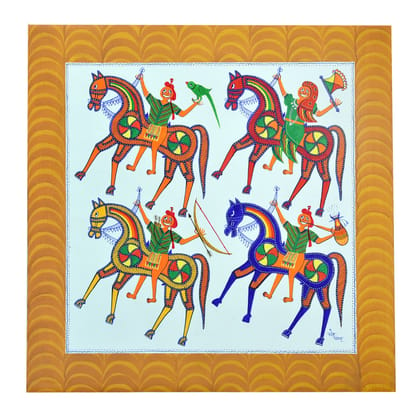 Tribes India Handmade Pithora Canvas Painting for Home decor (30x30 cm)