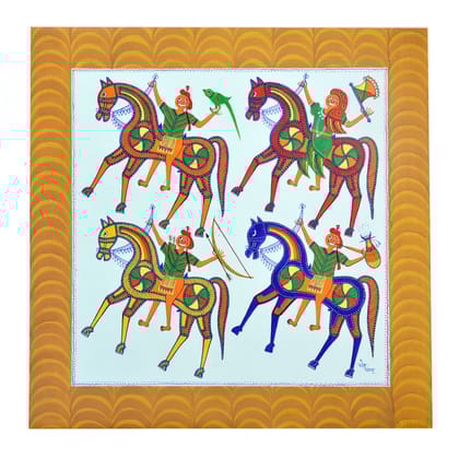 Tribes India Handmade Pithora Canvas Painting for Home decor (30x30 cm)