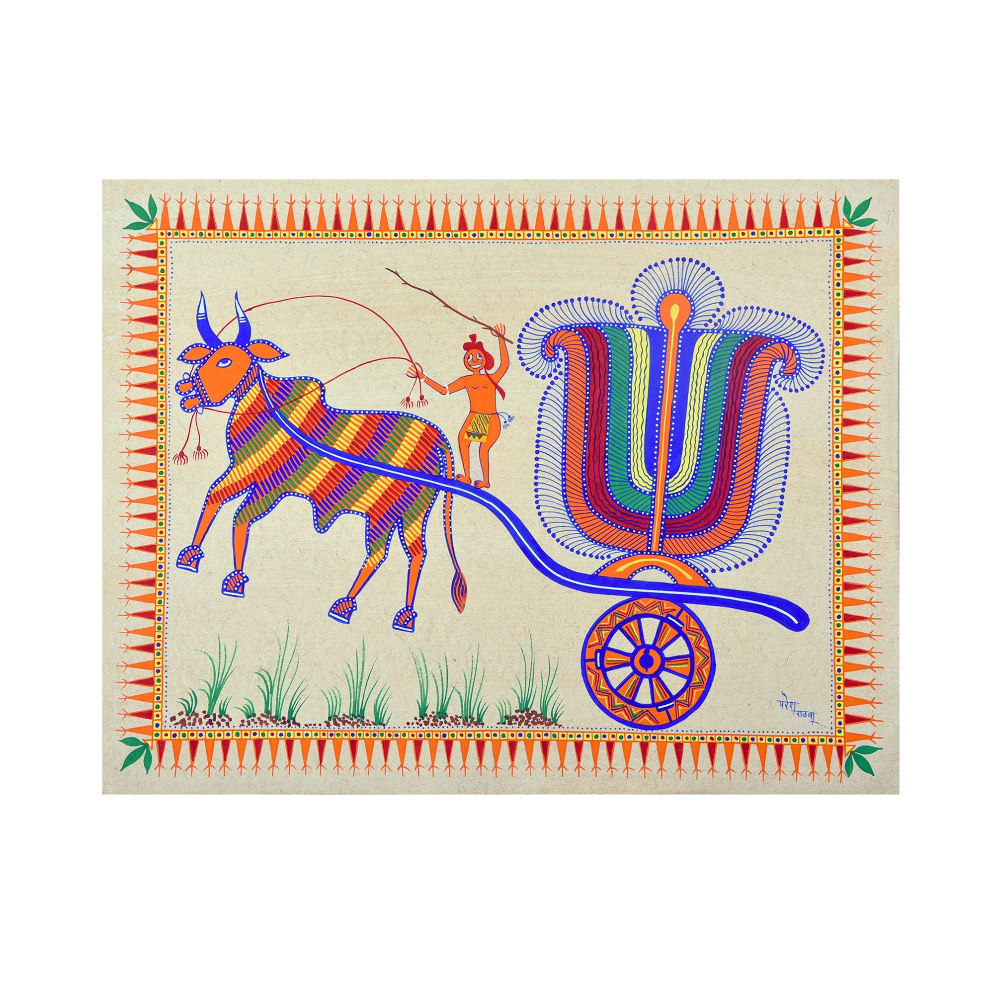 Tribes India Handmade Pithora Painting on Paper for Home decor (17x22 cm)