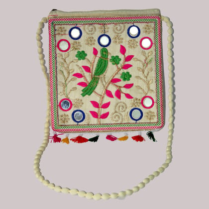 Tribes India Embroidery Shoulder bag with mirror work: G&A (Padhar) GJ