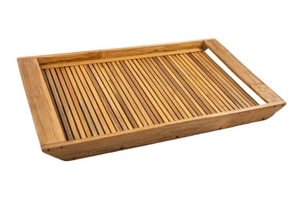 Tribes India Wooden Serving Tray Handmade (Cream)