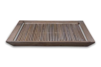 Tribes India Wooden Serving Tray Handmade (Dark Brown)