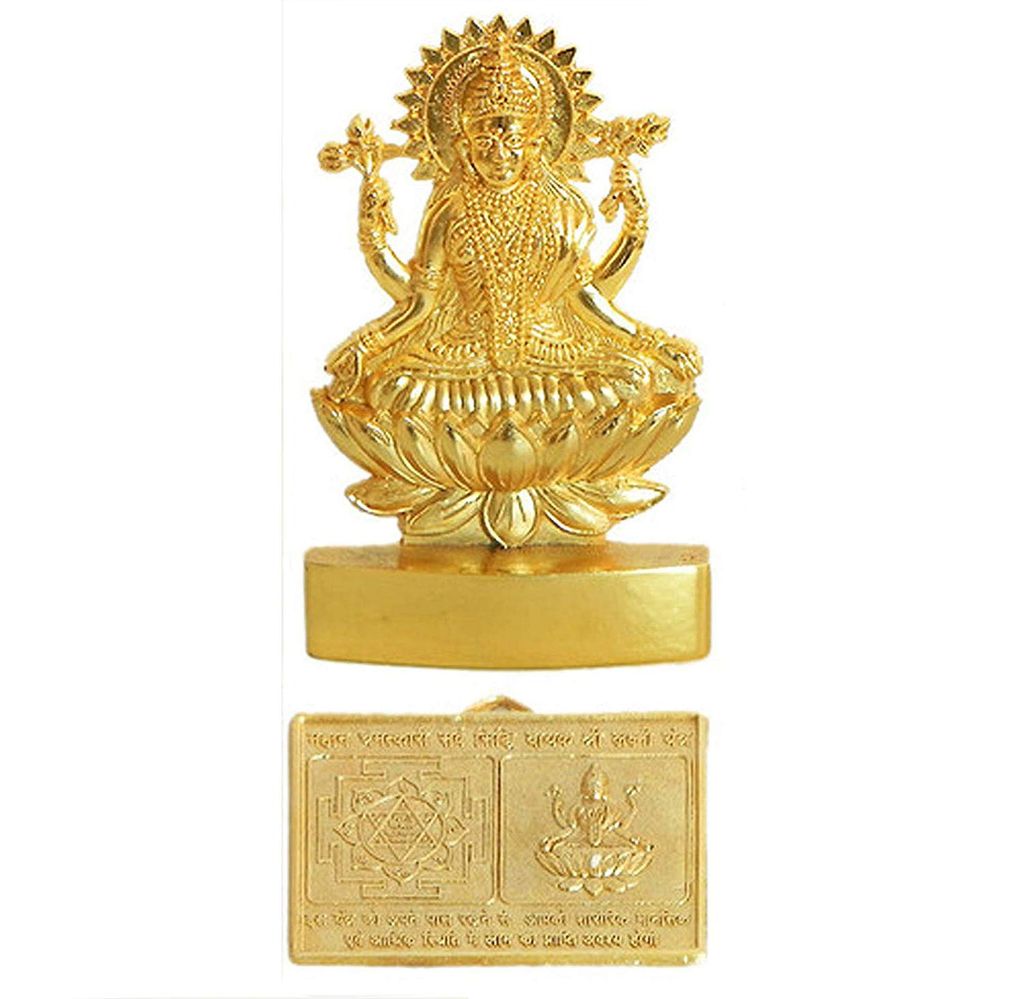 ZURU BUNCH Shri Laxmi Kuber Dhan Varsha Yantra-Medium Size, Multicolour Brass Yantra