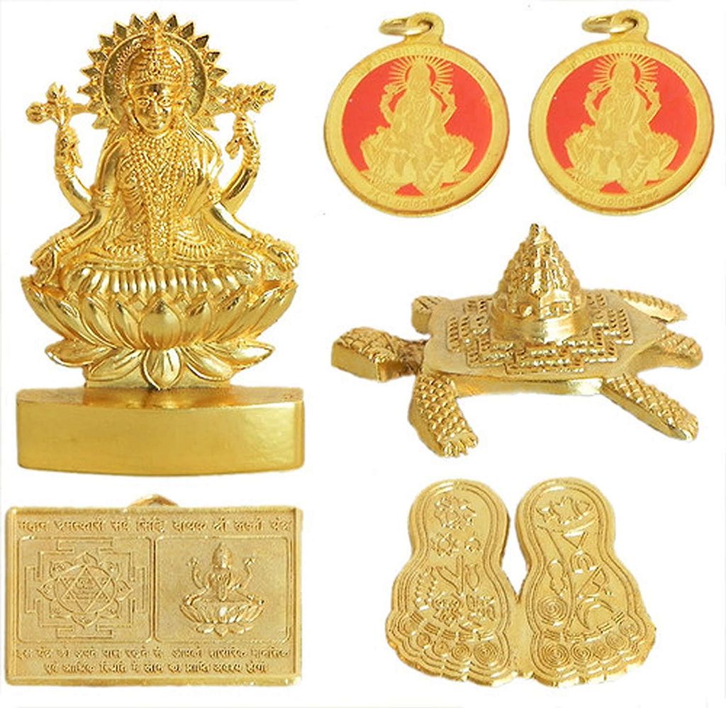 ZURU BUNCH Shri Laxmi Kuber Dhan Varsha Yantra-Medium Size, Multicolour Brass Yantra