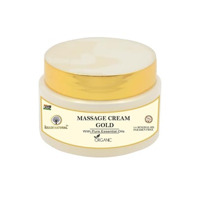 Khadi Natural Massage Gold Cream 50G - Luxurious Gold Infused Body Cream for Skin Nourishment and Radiance - Natural Skincare