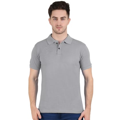 T Shirt for Men Cotton Half Sleeve Collar T-Shirt Regular Fit Casual Solid Grey Polo Tshirt For Men
