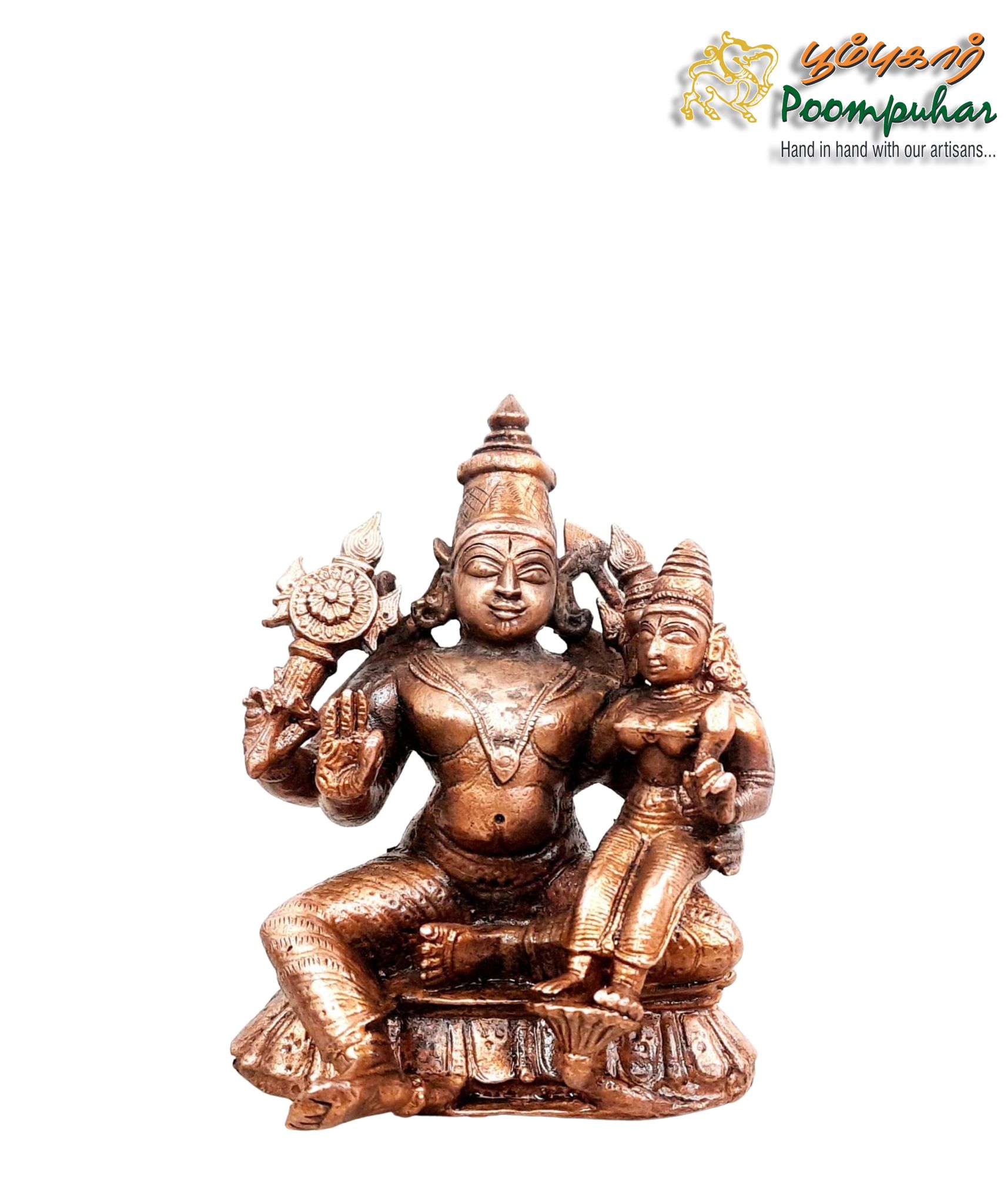 Copper Perumal with Lakshmi Idol 4 inches