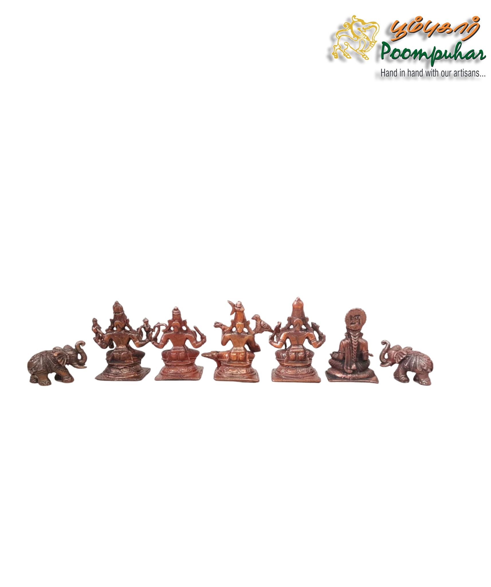 Copper Elephant Idol,Lakshmi,Varahi,Rajamatangi,Annapoorani Combo 1.5 inches