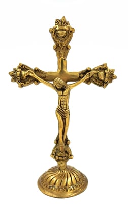 Arihant Craft� God Jesus Christ Crucifix Idol Statue Sculpture Hand Work Showpiece � 29 cm (Brass, Gold)