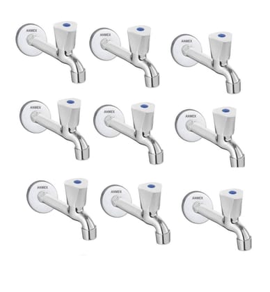 ANMEX SS ACURA Long body Tap for Kitchen and Bathroom SS Chrome Finish With Wall Flange Set of 9