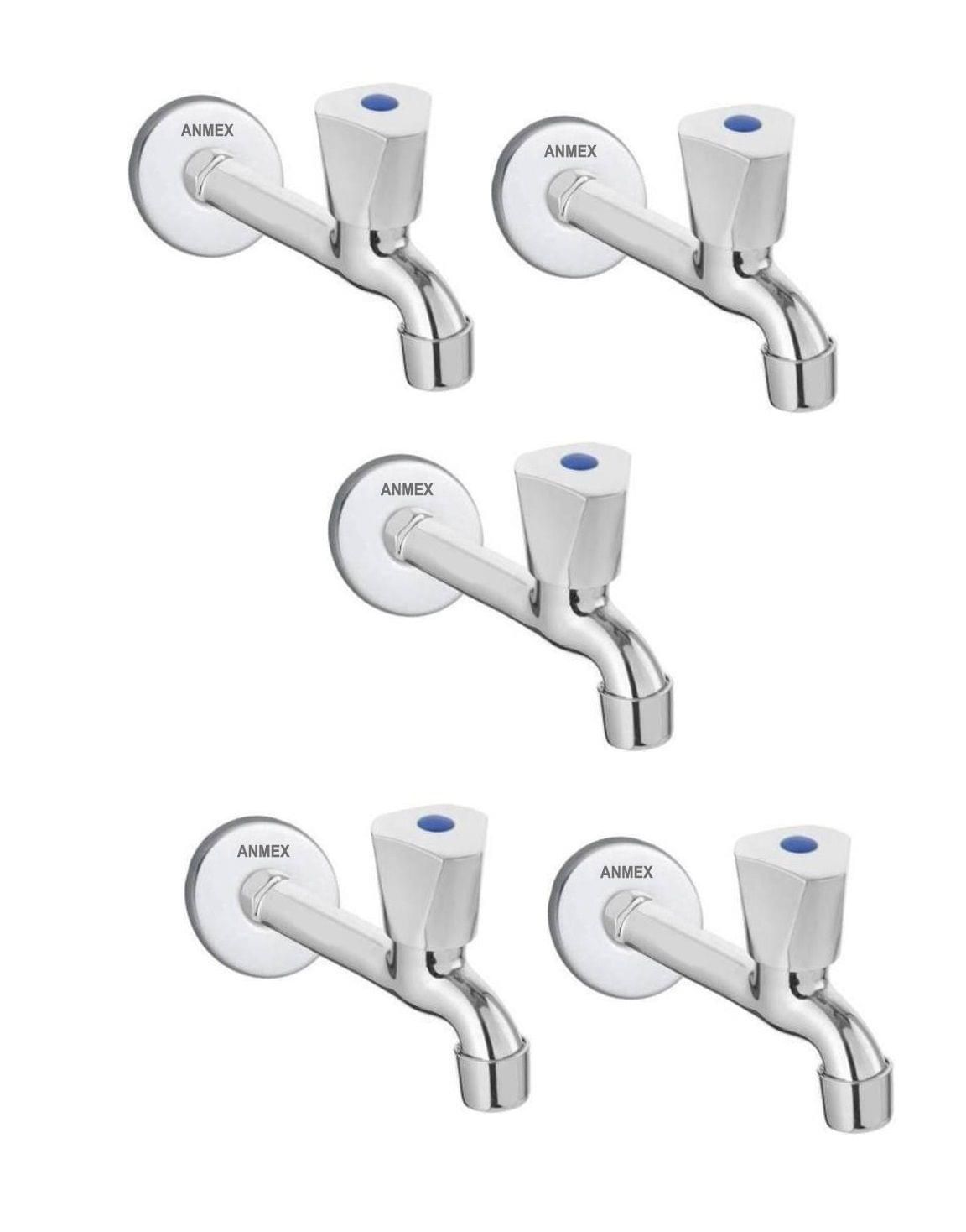 ANMEX SS ACURA Long body Tap for Kitchen and Bathroom SS Chrome Finish With Wall Flange Set of 5