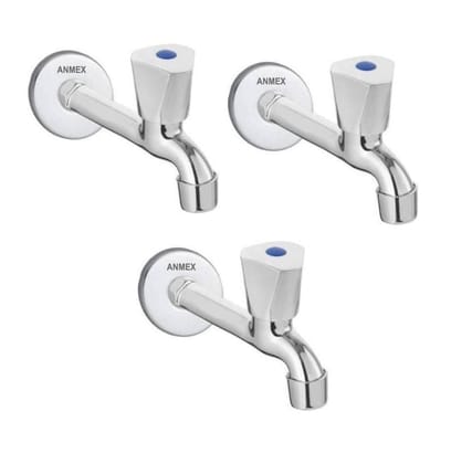 ANMEX SS ACURA Long body Tap for Kitchen and Bathroom SS Chrome Finish With Wall Flange Set of 3