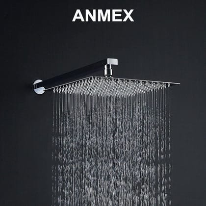 ANMEX Premium 8X8 (8Inch) Stainless Steel UltraSlim Square Rain Shower Head with 18inch square arm