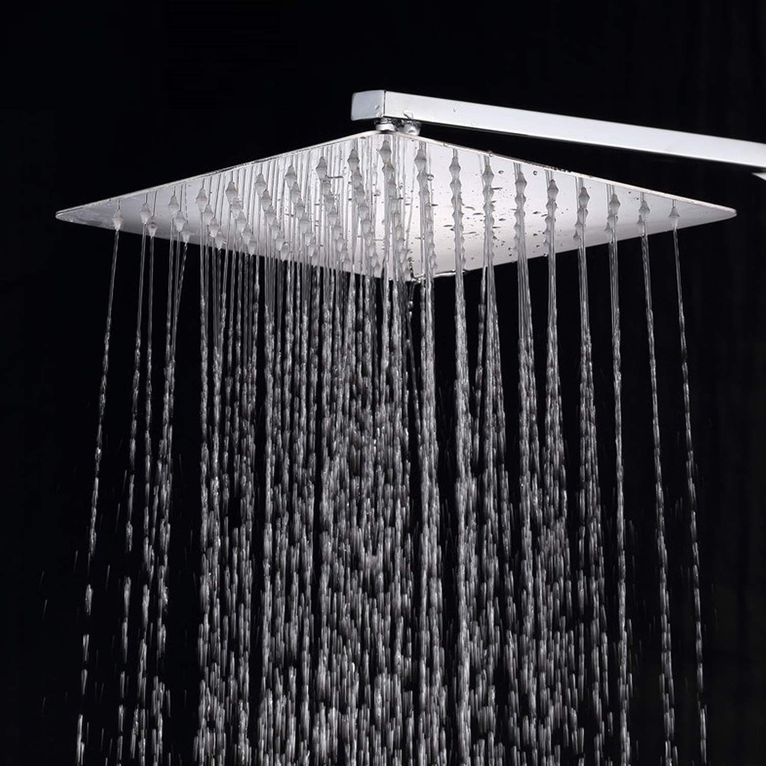 ANMEX Premium 6x6 (6Inch) Stainless Steel UltraSlim Square Rain Shower Head with 15INCH square arm