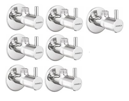 ANMEX Premium quality stainless steel TURBO Angle Valve Cock Chrome Plated - SET OF 7