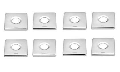ANMEX SQUARE Wall Flange | Premium Grade Stainless Steel Coral Wall Flange for Kitchen Taps/Bathroom Taps/Faucets Pack of 8 (Chrome Plated)