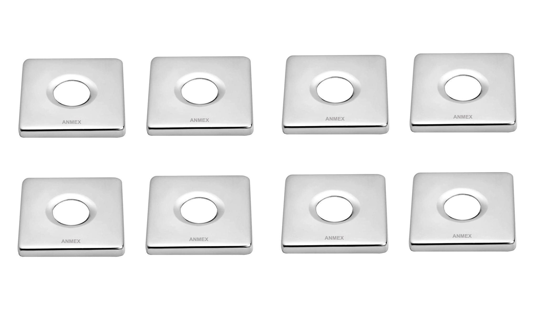 ANMEX SQUARE Wall Flange | Premium Grade Stainless Steel Coral Wall Flange for Kitchen Taps/Bathroom Taps/Faucets Pack of 8 (Chrome Plated)