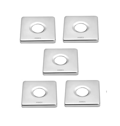 ANMEX SQUARE Wall Flange | Premium Grade Stainless Steel Coral Wall Flange for Kitchen Taps/Bathroom Taps/Faucets Pack of 5 (Chrome Plated)