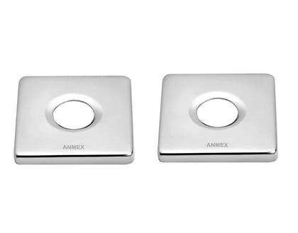 ANMEX SQUARE Wall Flange | Premium Grade Stainless Steel Coral Wall Flange for Kitchen Taps/Bathroom Taps/Faucets Pack of 2 (Chrome Plated)