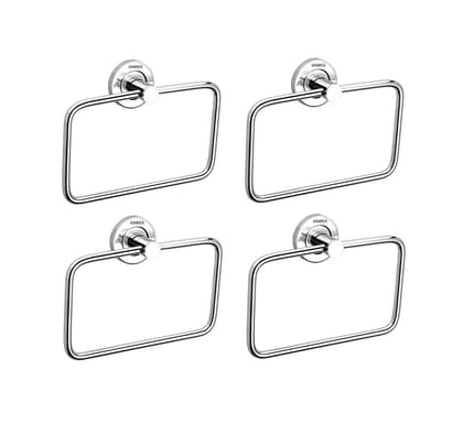 ANMEX Rectangle Stainless Steel Towel Ring for Bathroom/Wash Basin/Napkin-Towel Hanger/Bathroom Accessories - PACK OF 4