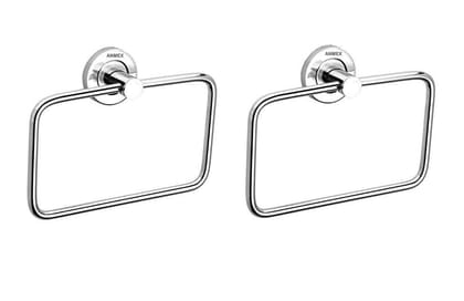 ANMEX Rectangle Stainless Steel Towel Ring for Bathroom/Wash Basin/Napkin-Towel Hanger/Bathroom Accessories - PACK OF 2