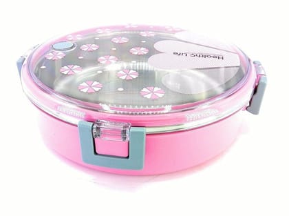 Clastik Stainless Steel Lunch Box with Transparent Lid(Pink)