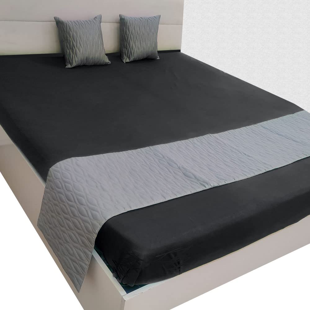 Bed Runner with 2 Cushion Cover Decorative Velvet Scarf for Bedroom Hotel Wedding Home Living Room 18x86 in, 16x16 in. (Grey)