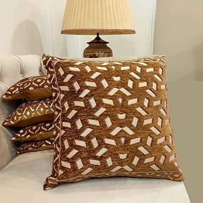 Damask Brown Golden Cushion Cover Set of 5