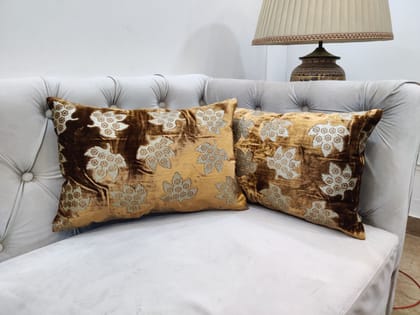 Brown Velvet Rectangle Cushion Cover Set of 2