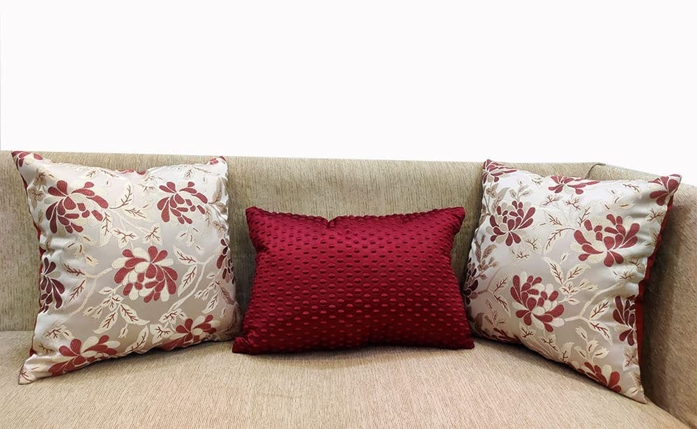 Maroon Red Damask / Self Design / Woven Floral Motifs Zipper Square Rectangle Combo Cushion Covers (16x16 inch or 30 x 45 cm) Set of 3 - Dupattas & Shawls | Buy online on ZillyBuy