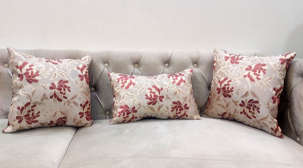 Maroon Damask / Self Design / Woven Floral Motifs Zipper Square Rectangle Combo Cushion Covers (16x16 inch or 30 x 45 cm) Set of 3 - Dupattas & Shawls | Buy online on ZillyBuy