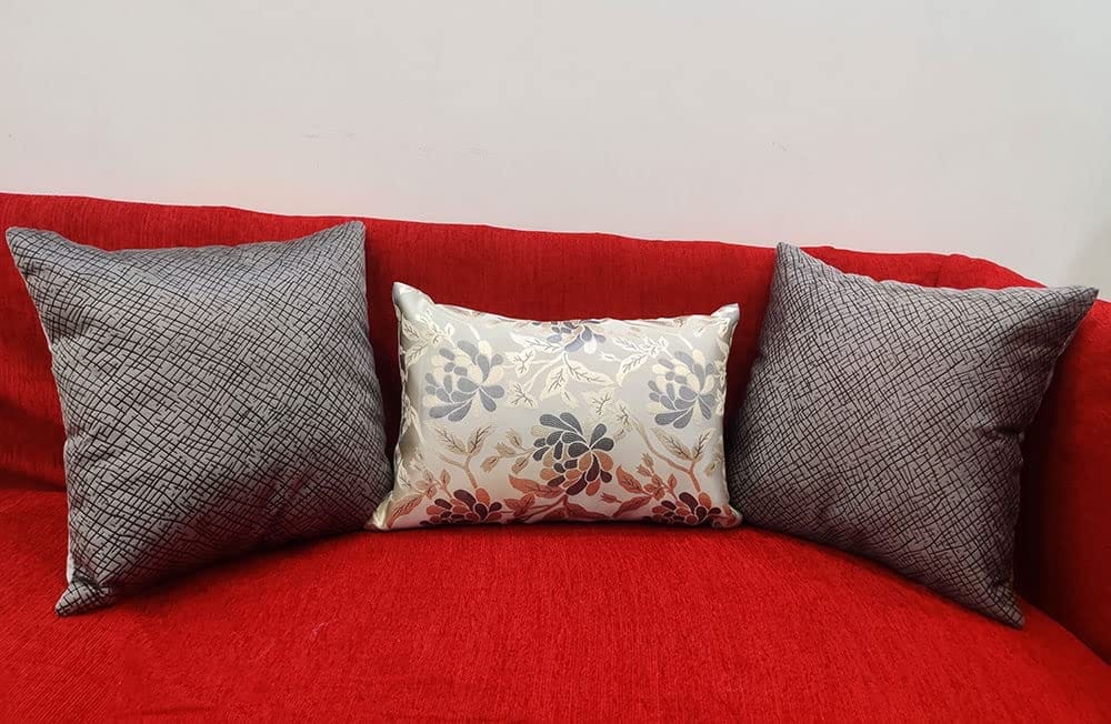 Grey Damask / Self Design / Woven Floral Motifs Zipper Square Rectangle Combo Cushion Covers (16x16 inch or 30 x 45 cm) Set of 3 - Dupattas & Shawls | Buy online on ZillyBuy