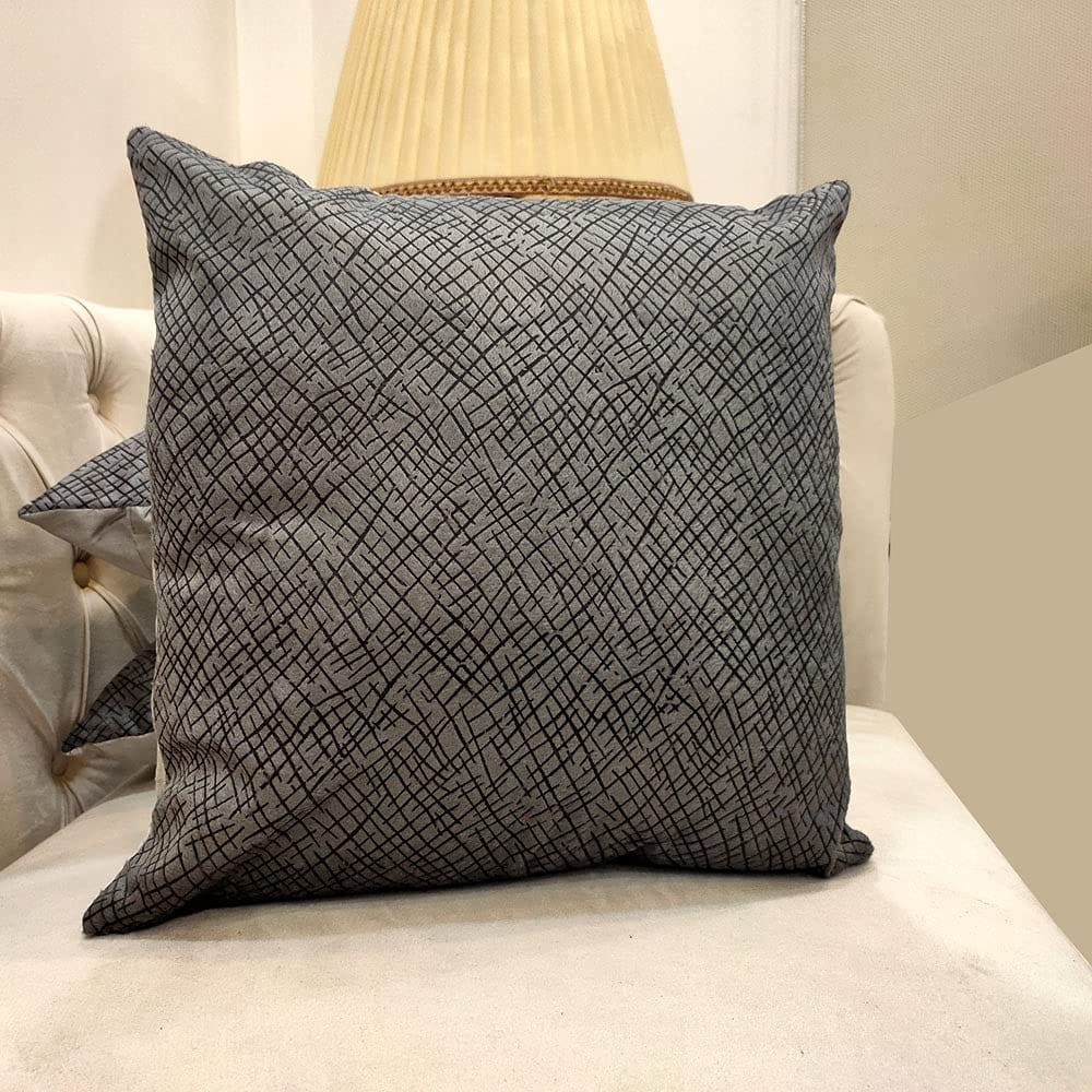 Grey Damask / Self Design / Woven Geometric Zipper Square Combo Cushion Covers (16x16 inch or 40 x 40 cm) Set of 3 - Dupattas & Shawls | Buy online on ZillyBuy