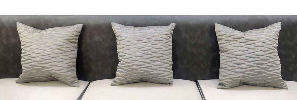 Grey Set of 3 Quilted Zari Square Cushion Covers for Sofa Home Bedroom (16x16 inch or 40 x 40 cm) - Kurtas & Kurta Sets | Buy online on ZillyBuy