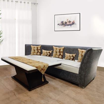 Velvet Table Runner (12inch x 59 inch) with Set of 3 Sofa Cushion Covers (16inch x16 inch) and 2 Sofa Cushion Covers (12inch x18 inch) Decorative Table Runners
