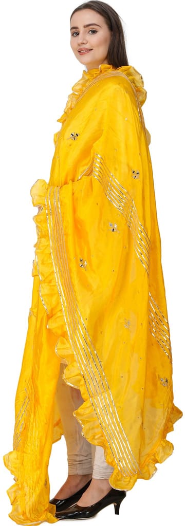 Zinnia Dupatta from Amritsar with Gota Patches and Frill Border - Dupattas & Shawls | Buy online on ZillyBuy