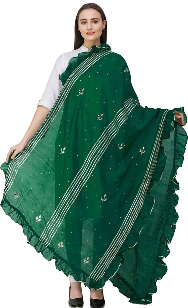 Fairway Dupatta from Amritsar with Gota Patches and Frill Border - Dupattas & Shawls | Buy online on ZillyBuy