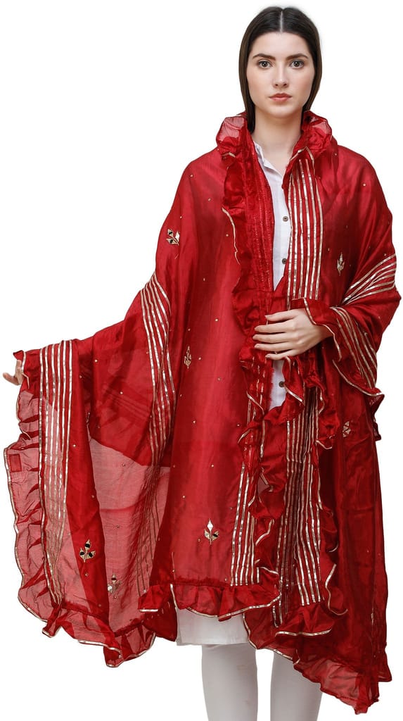 Bittersweet Dupatta from Amritsar with Gota Patches and Frill Border - Dupattas & Shawls | Buy online on ZillyBuy