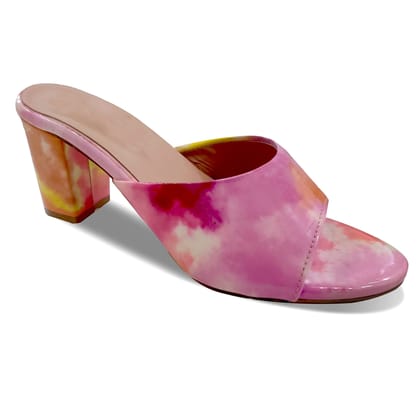 Holographic Multicolor Fashion Sandals | Peach Pink Multicolor Comfortable and Stylish Block Wedge Slip On | For Casual Wear & Formal Wear Occasions 3 Inches Heel | For Women & Girls (numeric_5)