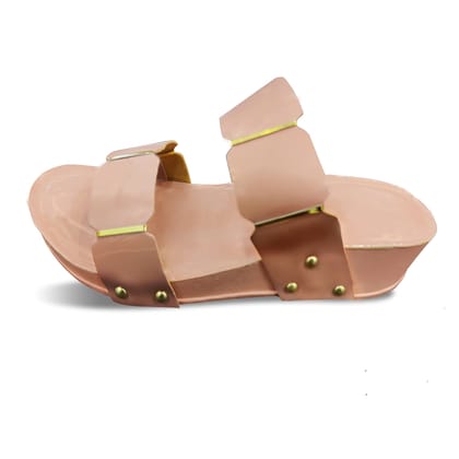 Peach Pink Synthetic Back Open Comfortable and Stylish Wedges Heels Slip On | for Casual Wear, Party and Formal Wear Occasions 2 Inches Heel | for Women & Girls (Numeric_6)