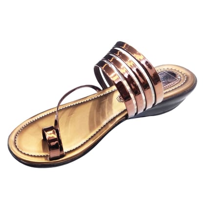 Brown Copper Metallic Comfortable and Stylish Flats Fashion Sandals Slip On | For Casual Wear, Party and Formal Wear Occasions | For Women & Girls