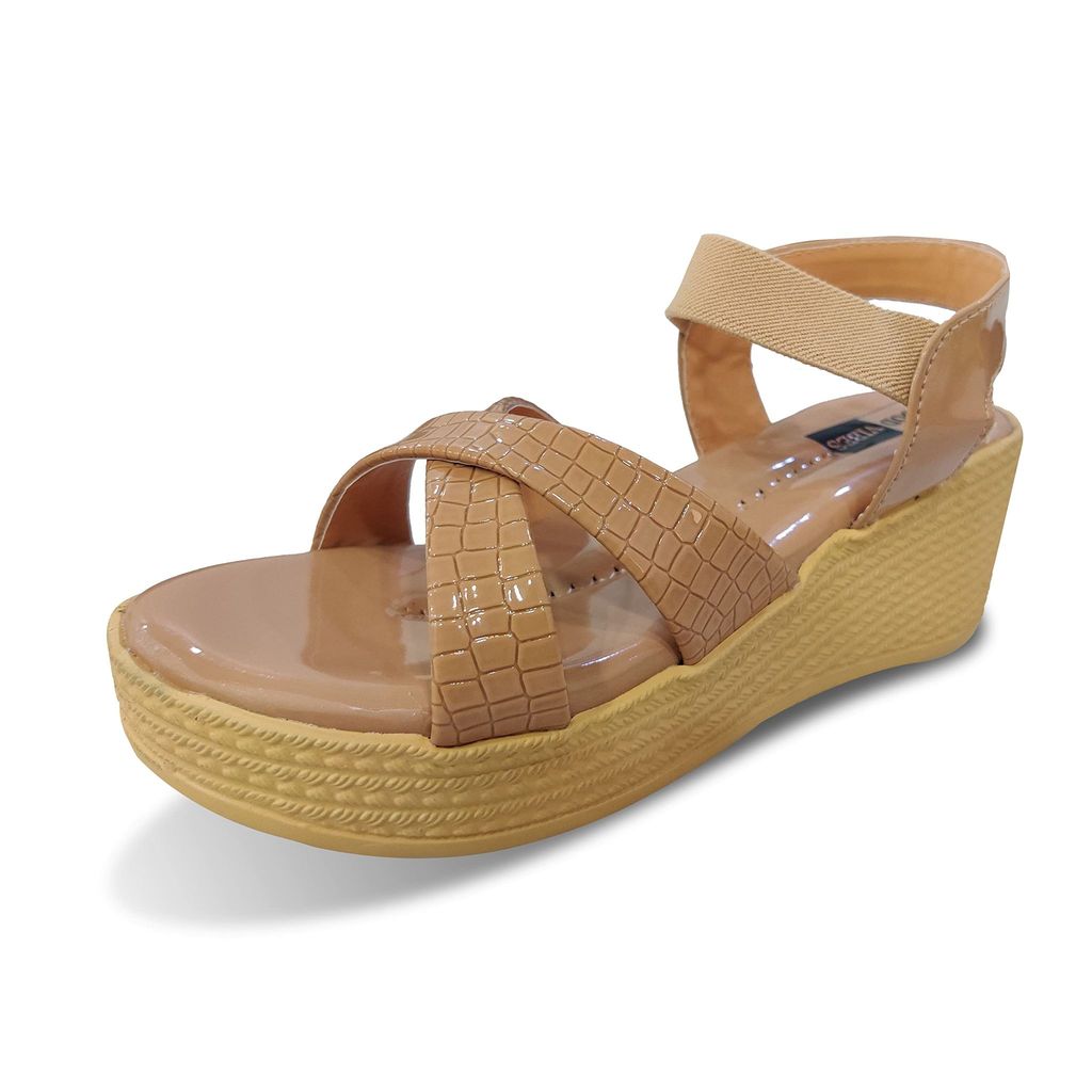 Beige Comfortable and Stylish Platform Sandal Heels | For Casual Wear, Party and Formal Wear Occasions 3 Inches Heel | For Women & Girls - Heels | Buy online on ZillyBuy