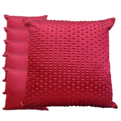 Maroon Damask / Self Design / Woven Zipper Square Cushion Covers (16x16 inch or 40 x 40 cm) Set of 6