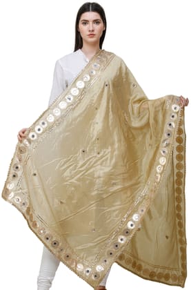 Silver-Fern Dupatta from Amritsar Embellished with Patch Border
