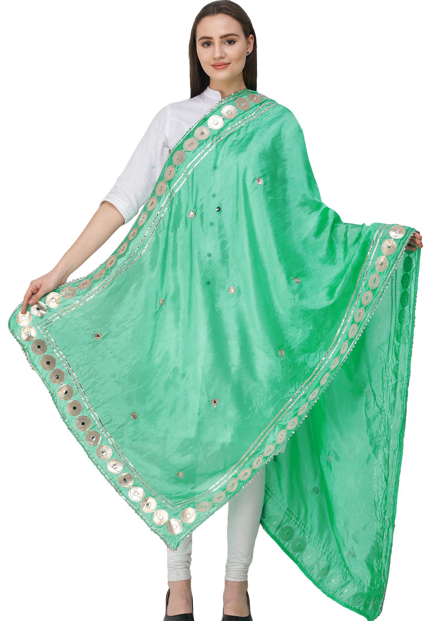 Spring-Bud Dupatta from Amritsar Embellished with Patch Border