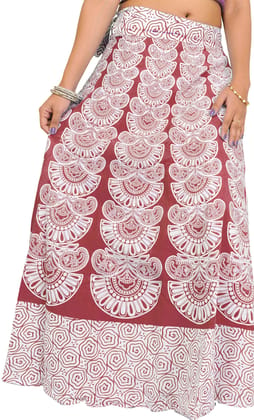 Rosewood Wrap-Around Long Skirt with Block-Print in Pastel Colors