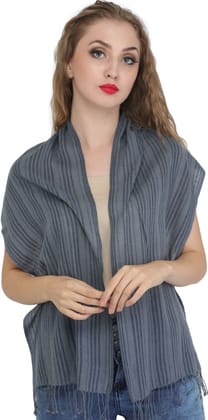 Gray Scarf from Nepal with Woven Stripes